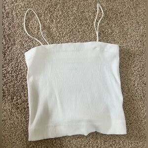 American Eagle White Ribbed Tank Top